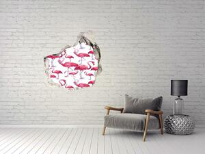 Fototapet 3D gaură în perete Flamingos