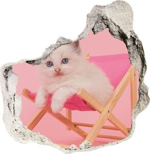 Autocolant 3D gaura cu priveliște Cat pe un șezlong