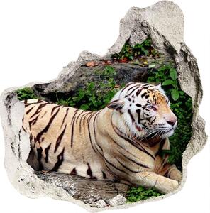 Fototapet un zid spart cu priveliște Tiger pe stâncă