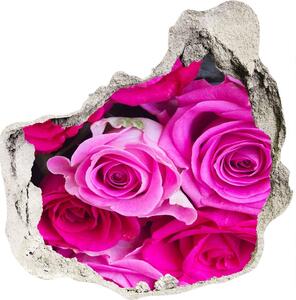 Fototapet un zid spart cu priveliște Un buchet de trandafiri roz