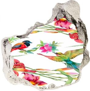 Autocolant gaură 3D păsări exotice