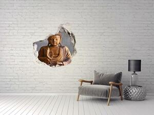 Fototapet 3D gaură în perete buddha din lemn