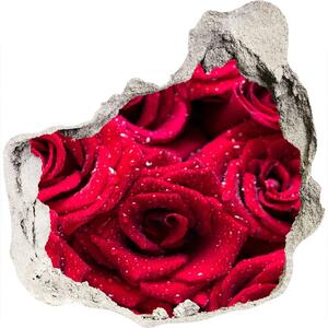 Autocolant gaură 3D Picaturi pe trandafiri