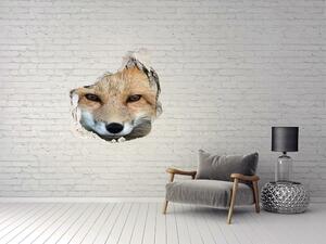 Fototapet 3D gaură în perete vulpe