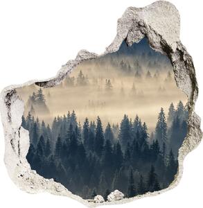 Autocolant de perete gaură 3D Ceață peste pădure