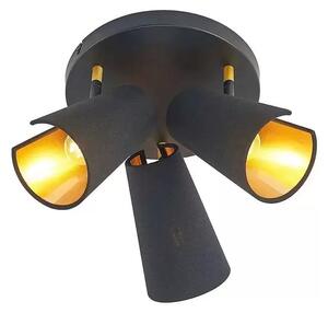 Zylindro 3 Plafonieră Black/Gold - Lindby