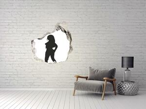 Fototapet 3D gaură în perete silueta unei femei