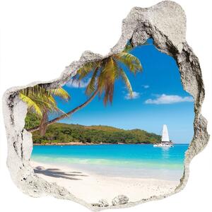Autocolant de perete gaură 3D plaja tropicala