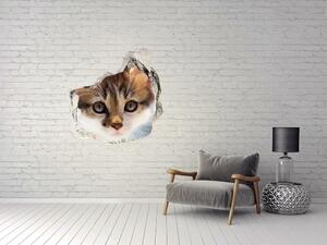Autocolant 3D gaura cu priveliște Sticker cu pisica mica