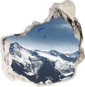 Fototapet 3D gaură în perete parapantism Alpi