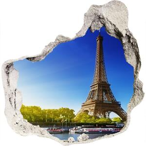 Fototapet un zid spart cu priveliște Turnul Eiffel din Paris