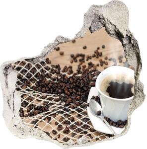 Autocolant de perete gaură 3D Cafea si boabe de cafea