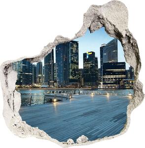 Autocolant 3D gaura cu priveliște Singapore timp de noapte