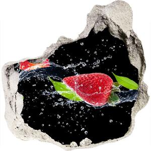 Autocolant gaură 3D Căpșuni și apă