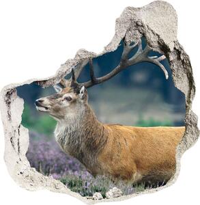 Autocolant 3D gaura cu priveliște Deer de lavandă
