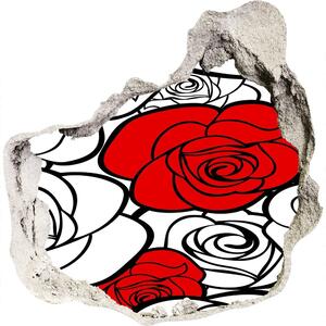 Autocolant de perete gaură 3D Trandafiri