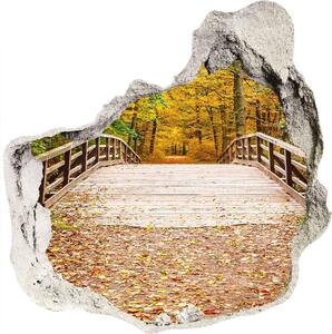 Fototapet 3D gaură în perete Podul în pădure toamnă