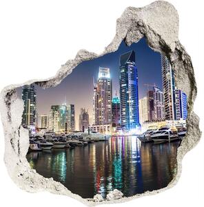 Autocolant de perete gaură 3D Dubai timp de noapte