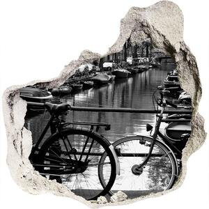 Fototapet un zid spart cu priveliște biciclete Amsterdam