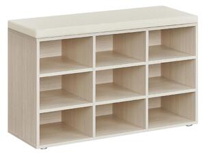 Vasagle Pantofar cu bancă tapițată GABI, 9 compartimente, 30,3 x 78,5 x 48 cm, bej natural