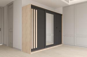 Dulap dressing Paris 3 usi cu oglinda, 200 cm, Sonoma/Gri antracit