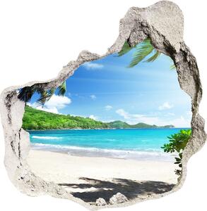 Autocolant gaură 3D plaja Seychelles