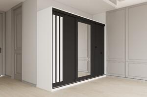 Dulap dressing Paris 3 usi cu oglinda, 200 cm, Alb/Gri antracit