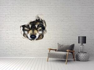 Fototapet 3D gaură în perete lupi