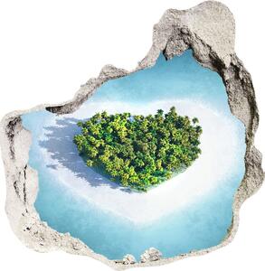 Autocolant 3D gaura cu priveliște Inima insulă în formă