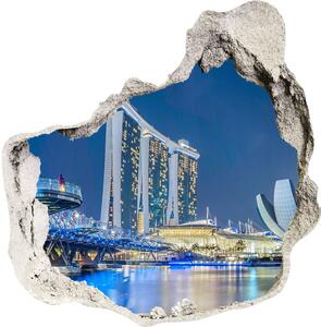 Autocolant un zid spart cu priveliște Singapore timp de noapte