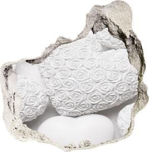 Autocolant 3D gaura cu priveliște inima fundal alb