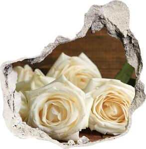 Fototapet 3D gaură în perete trandafiri albi