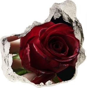 Autocolant de perete gaură 3D Femeia cu un trandafir