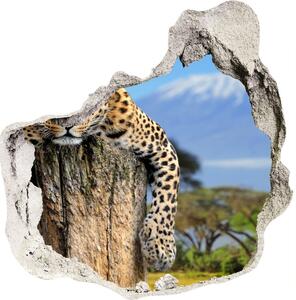 Autocolant autoadeziv gaură Leopard pe un ciot de copac