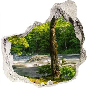 Autocolant gaură 3D Râul în pădure