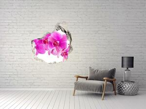 Autocolant de perete gaură 3D orhidee roz