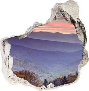 Fototapet 3D gaură în perete munte Apus de soare