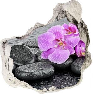 Autocolant de perete gaură 3D pietre orhidee