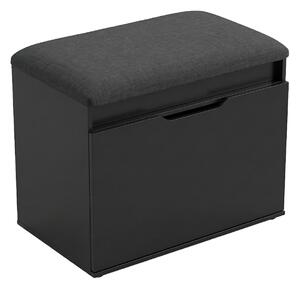 Dulap pentru pantofi cu loc de șezut și compartiment de depozitare VIRA, 60 x 50 x 35 cm, negru