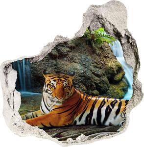Autocolant gaură 3D tigru cascadă