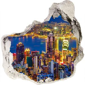 Autocolant de perete gaură 3D Hong Kong pe timp de noapte