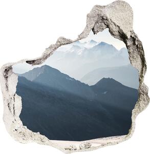 Fototapet un zid spart cu priveliște vârfuri de munte