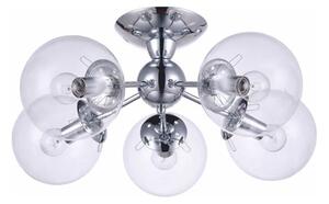 Candelabru Klausen Sedna 5 Argintiu, 5xE27 Metal Sticla, Diametru 60 cm Inaltime 20 cm, Corp Iluminat Elegant pentru Living sau Dormitor Modern