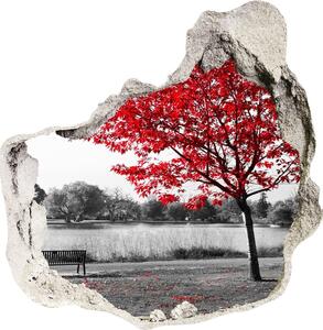 Autocolant gaură 3D copac roșu