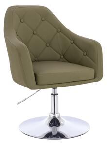 HR831N Scaun Khaki Piele Ecologica Premium Soft cu Bază Cromata