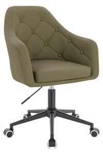 HR831K Scaun Khaki Piele Ecologica Premium Soft cu Bază Neagră