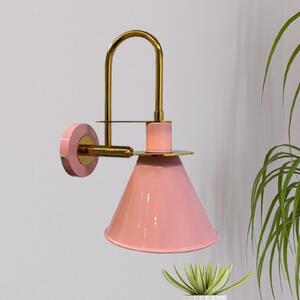 ROYALTECH Aplică de perete Ramsay, roz/auriu, înălțime 35 cm, metal, reglabil, Auriu / Alamă, Camera de zi / sufragerie, Metal