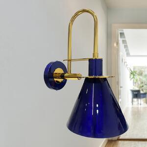 ROYALTECH Aplică de perete Ramsay, albastru marin/auriu, înălțime 35 cm, metal, reglabil, Auriu / Alamă, Camera de zi / sufragerie, Metal