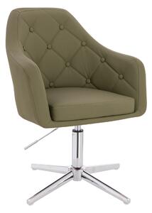 HR831CROSS Scaun Khaki Piele Ecologica Premium Soft cu Bază Cromata