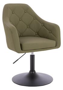 HR831N Scaun Khaki Piele Ecologica Premium Soft cu Bază Neagră
